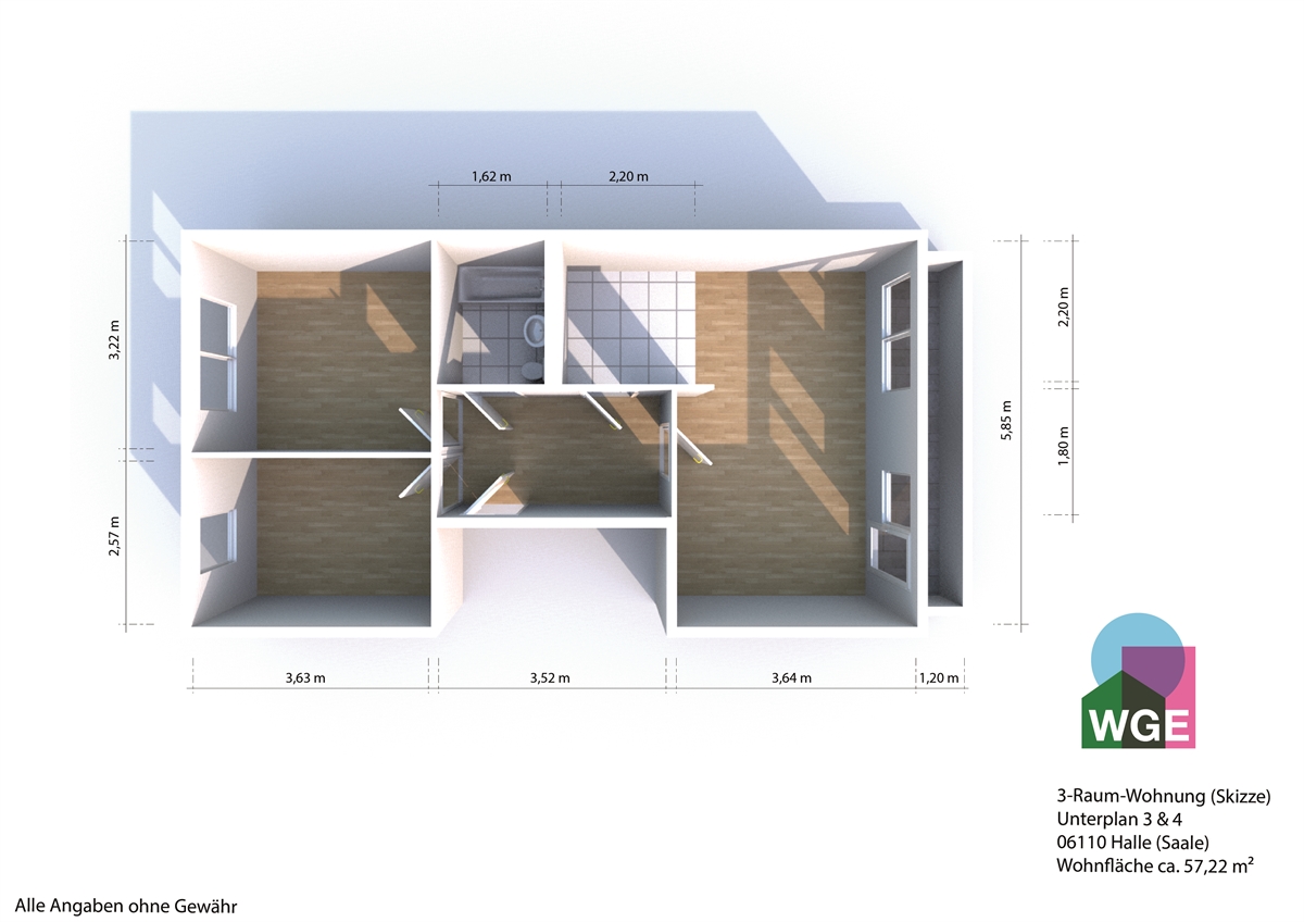 Helle 3-Raum-Wohnung mit Balkon – zentral gelegen und bald noch komfortabler ! - Foto 2