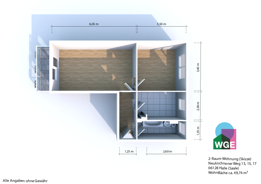 Helle 2-Raum-Wohnung mit Balkon im Erdgeschoss - ruhig und grün in Halle (Saale) - Foto 4